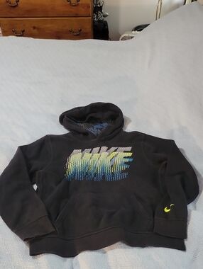 Nike Black Hoodie with Blue and Yellow Gradient Logo
